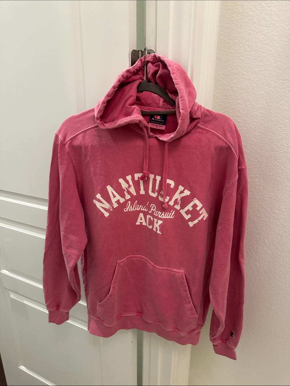 Champion Nantucket Graphic Crewneck Hoodie in Faded Pink
